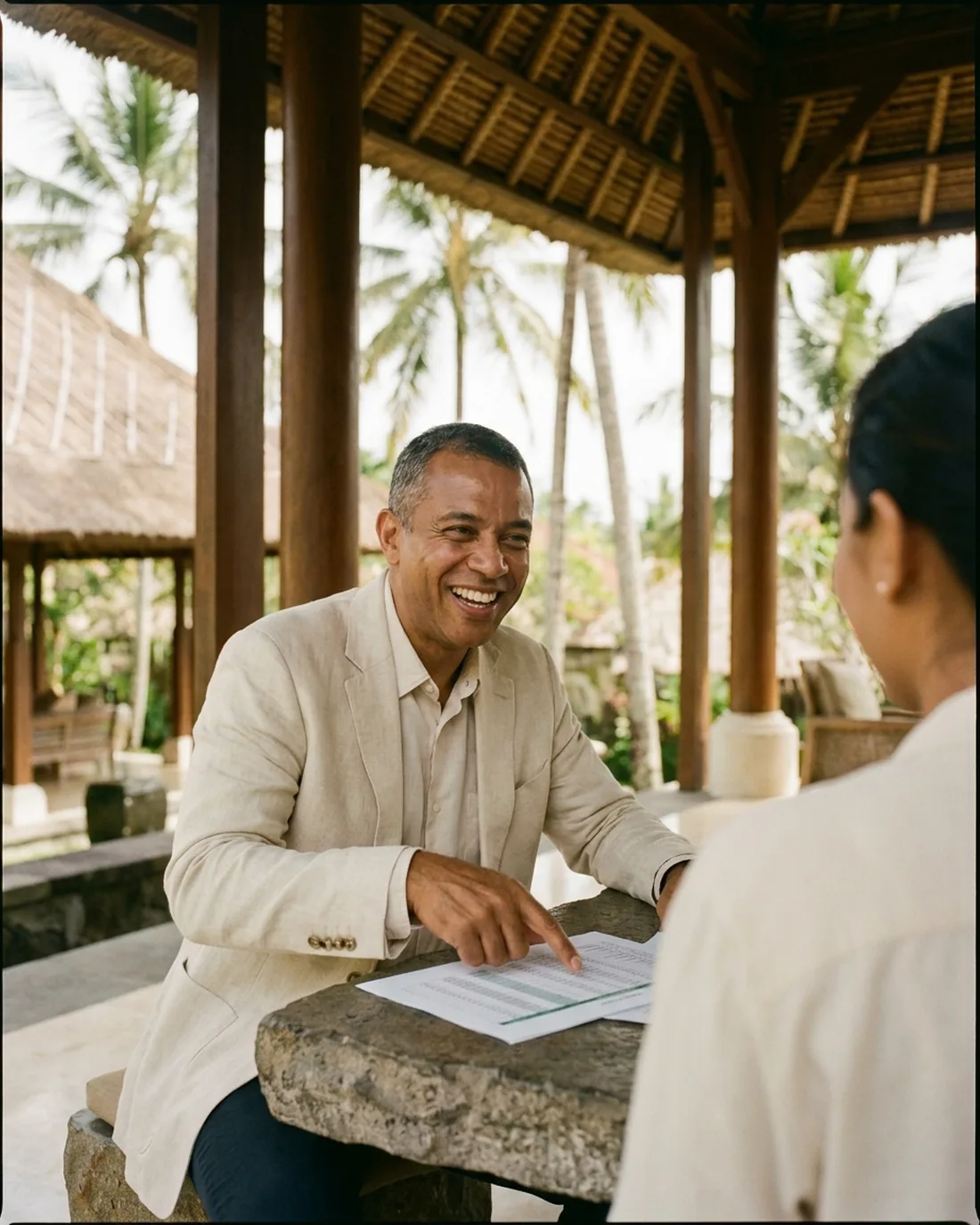 A fractional CRO at work in a Bali business setting